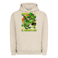 Pigment French Oak Happy St. Patrick's Day T-rex Urban Hoodie - CowGirlArtShop