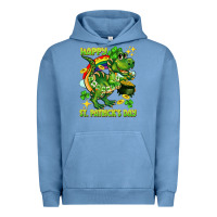 Pigment Pebble Blue Happy St. Patrick's Day T-rex Urban Hoodie - CowGirlArtShop