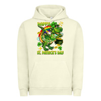 Pigment Pistachio Happy St. Patrick's Day T-rex Urban Hoodie - CowGirlArtShop