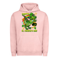 Pigment Salmon Happy St. Patrick's Day T-rex Urban Hoodie - CowGirlArtShop