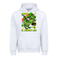 White Happy St. Patrick's Day T-rex Urban Hoodie - CowGirlArtShop