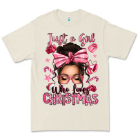 Bone just a girl who loves pink christmas messy bun Premium Tee - texasbilliewilder