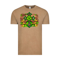 Vintage Coffee Western Shamrock Cross Leopard Background Vintage Tee - Artiststas