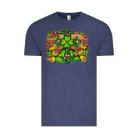 Vintage Denim Western Shamrock Cross Leopard Background Vintage Tee - Artiststas