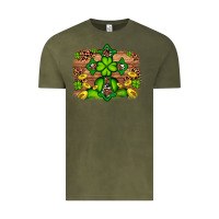 Vintage Olive Western Shamrock Cross Leopard Background Vintage Tee - Artiststas