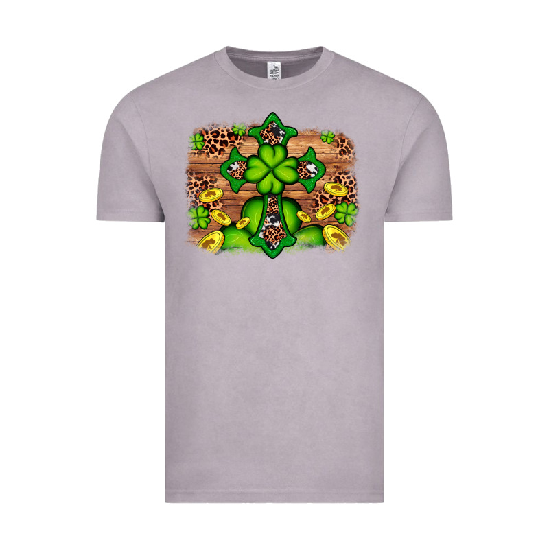 Western Shamrock Cross Leopard Background Vintage Tee by Artiststas | Teevron