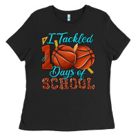 Black i tackled 100days of school basketball Ladies Tee - texasbilliewilder