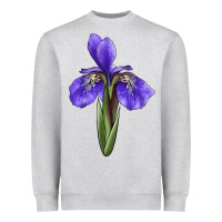 Heather Grey Iris Flower Illustrations Heavyweight Sweatshirt - LillyAllenDesigns