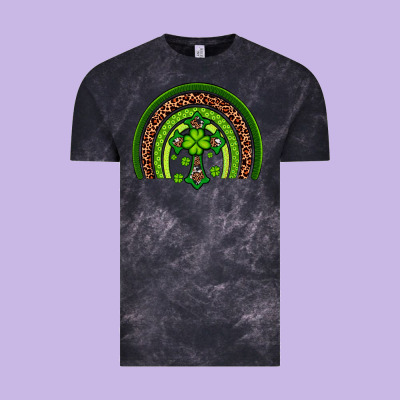 Western Shamrock Cross Rainbow Vintage Tee Designed By Artiststas