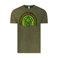 Vintage Olive Western Shamrock Cross Rainbow Vintage Tee - Artiststas