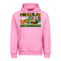 Fuchsia Pink fueled by beer and shenanigans Urban Hoodie - CowGirlArtShop
