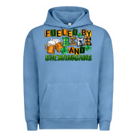 Pigment Pebble Blue fueled by beer and shenanigans Urban Hoodie - CowGirlArtShop