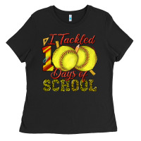 Black i tackled 100days of school softball Ladies Tee - texasbilliewilder