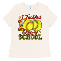 Bone i tackled 100days of school softball Ladies Tee - texasbilliewilder