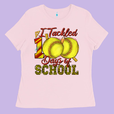 I Tackled 100days Of School Softball Ladies Tee Designed By Texasbilliewilder