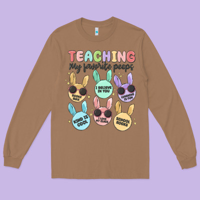 Teahing My Favorite Peeps Malia Long Sleeve Tee Designed By Maliassmallbusiness