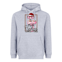 Heather Grey Merry Flock Christmas Flamingo Christmas Heavyweight Hoodie - Bettercallsaul