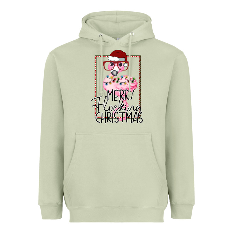 Merry Flock Christmas Flamingo Christmas Heavyweight Hoodie by Bettercallsaul | Teevron