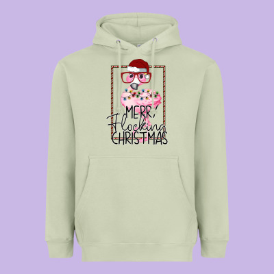 Merry Flock Christmas Flamingo Christmas Heavyweight Hoodie Designed By Bettercallsaul