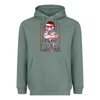 Sage Merry Flock Christmas Flamingo Christmas Heavyweight Hoodie - Bettercallsaul