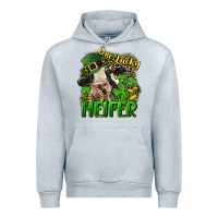 Heather Grey One lucky Heifer Urban Hoodie - CowGirlArtShop