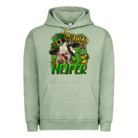 Pigment Oil Green One lucky Heifer Urban Hoodie - CowGirlArtShop