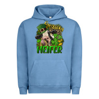 Pigment Pebble Blue One lucky Heifer Urban Hoodie - CowGirlArtShop