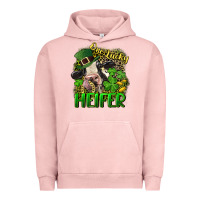 Pigment Salmon One lucky Heifer Urban Hoodie - CowGirlArtShop