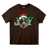 Chocolate Brown Christmas joy black and white cow Heavy Core Tee - BarkalooDesign