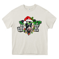 Cream Christmas joy black and white cow Heavy Core Tee - BarkalooDesign