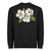 Black Hawthorn Flower Illustrations Heavyweight Sweatshirt - LillyAllenDesigns