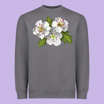 Hawthorn Flower Illustrations Heavyweight Sweatshirt Designed By Lillyallendesigns