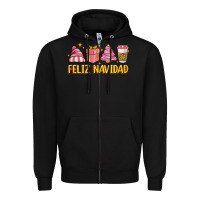 Black feliz navidad Zipper Hoodie - MaliasSmallBusiness