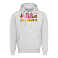 Dove Grey feliz navidad Zipper Hoodie - MaliasSmallBusiness