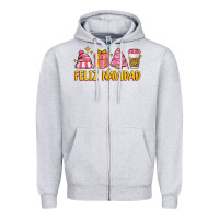 Heather Grey feliz navidad Zipper Hoodie - MaliasSmallBusiness