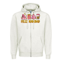 Oatmeal Heather feliz navidad Zipper Hoodie - MaliasSmallBusiness