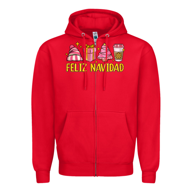 Feliz Navidad Zipper Hoodie by MaliasSmallBusiness | Teevron