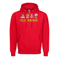 Red feliz navidad Zipper Hoodie - MaliasSmallBusiness