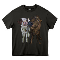 Asphalt two heifer cows Heavy Core Tee - RanaPortraitStore