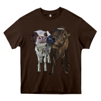 Chocolate Brown two heifer cows Heavy Core Tee - RanaPortraitStore