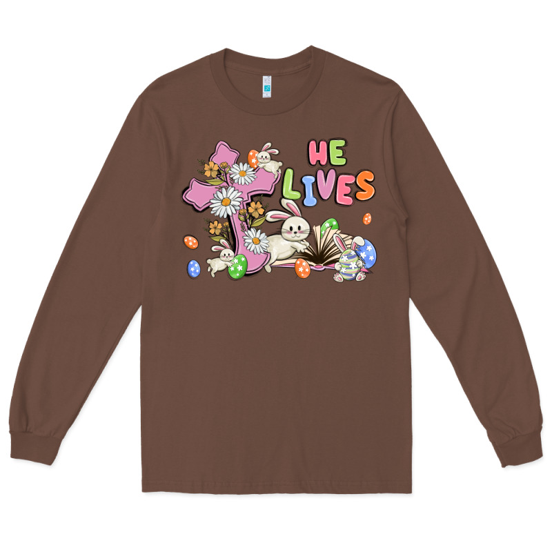 He Lives With Bunnys And Eggs Long Sleeve Tee by MaliasSmallBusiness | Teevron