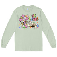 Matcha he lives with bunnys and eggs Long Sleeve Tee - MaliasSmallBusiness