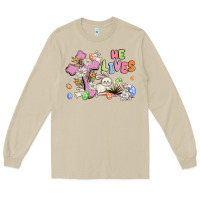 Mushroom he lives with bunnys and eggs Long Sleeve Tee - MaliasSmallBusiness