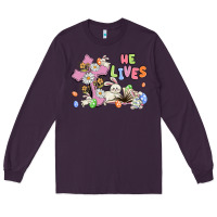Plum he lives with bunnys and eggs Long Sleeve Tee - MaliasSmallBusiness