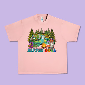 Hippie Soul Camping Urban Heavy Tee Designed By Barkaloodesign