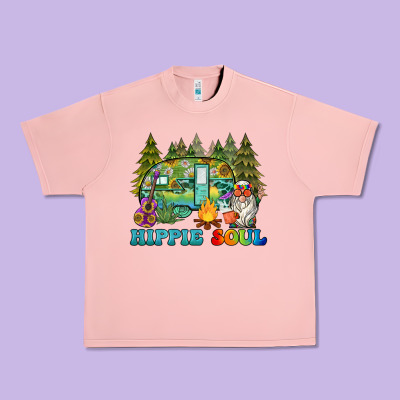 Hippie Soul Camping Urban Heavy Tee Designed By Barkaloodesign