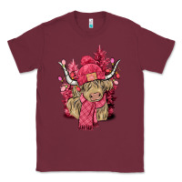 Burgundy Pink winter long haired Cow Classic Tee - NancyCooperArtShop
