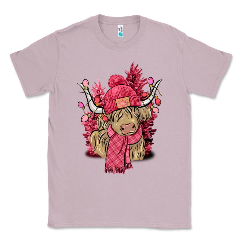 Pink Winter Long Haired Cow Classic Tee by NancyCooperArtShop | Teevron