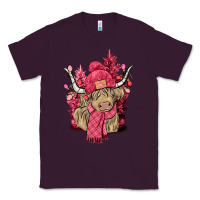 Plum Pink winter long haired Cow Classic Tee - NancyCooperArtShop