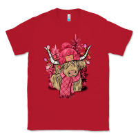 Red Pink winter long haired Cow Classic Tee - NancyCooperArtShop
